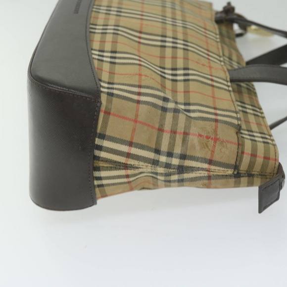BURBERRY Nova Check Hand Bag Canvas Beige Auth 61346 - Picture 3 of 16
